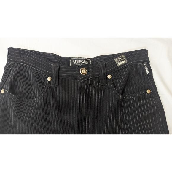 Vintage VERSACE Jeans Couture High-Waisted Pinstripe Pants 70s/80s - Picture 3 of 10